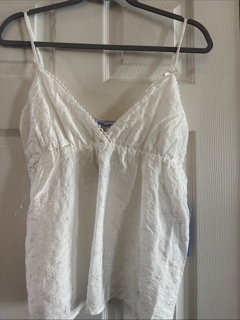 White Eyelet V-Neck Spaghetti Strap Top